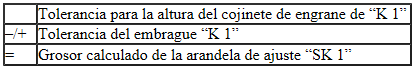 Seat Ibiza. Quinto paso: determinar el grosor de la arandela de ajuste "SK 1"
