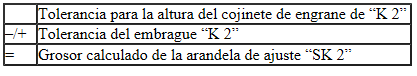 Seat Ibiza. Noveno paso: determinar el grosor de la arandela de ajuste "SK 2"