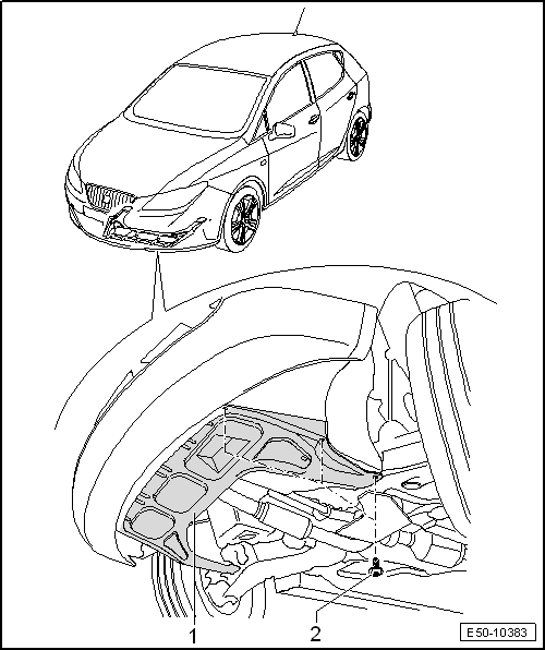 Seat Ibiza. Insonorizante central (motores gasolina): cuadro general de montaje