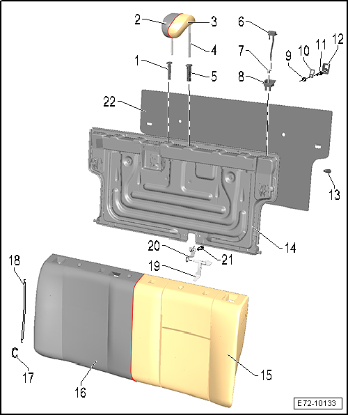 Seat Ibiza. Respaldo del asiento posterior completo: cuadro general de montaje