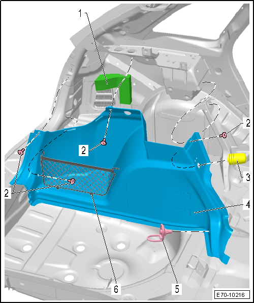 Seat Ibiza. Revestimiento lateral del maletero modelo ST: cuadro general de montaje